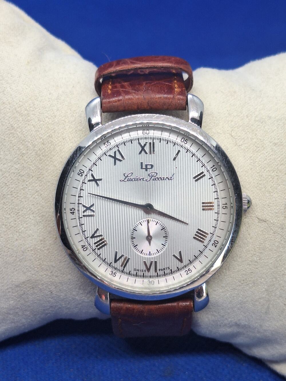 Lucien Piccard 27095BR Men's Watch Small Seconds Leather Strap New Battery